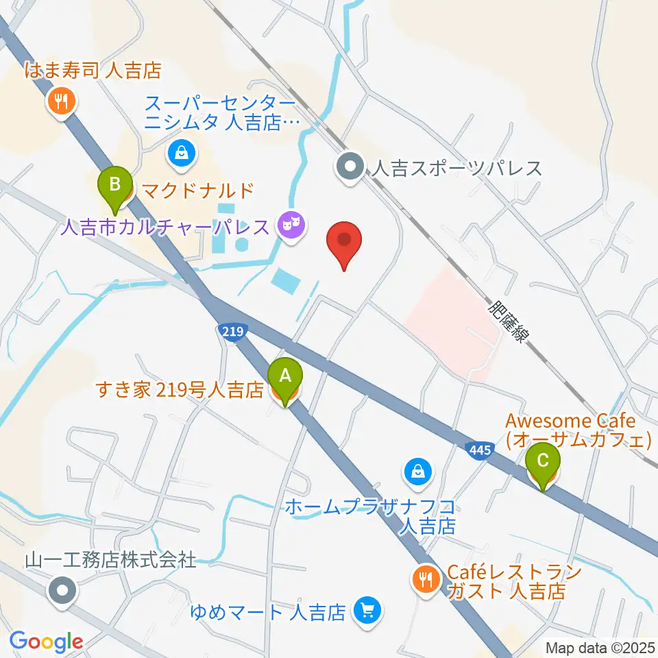 人吉市カルチャーパレス周辺のカフェ一覧地図