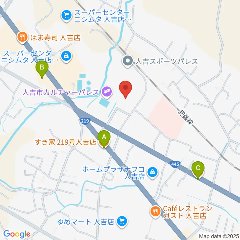 人吉市カルチャーパレス周辺のカフェ一覧地図