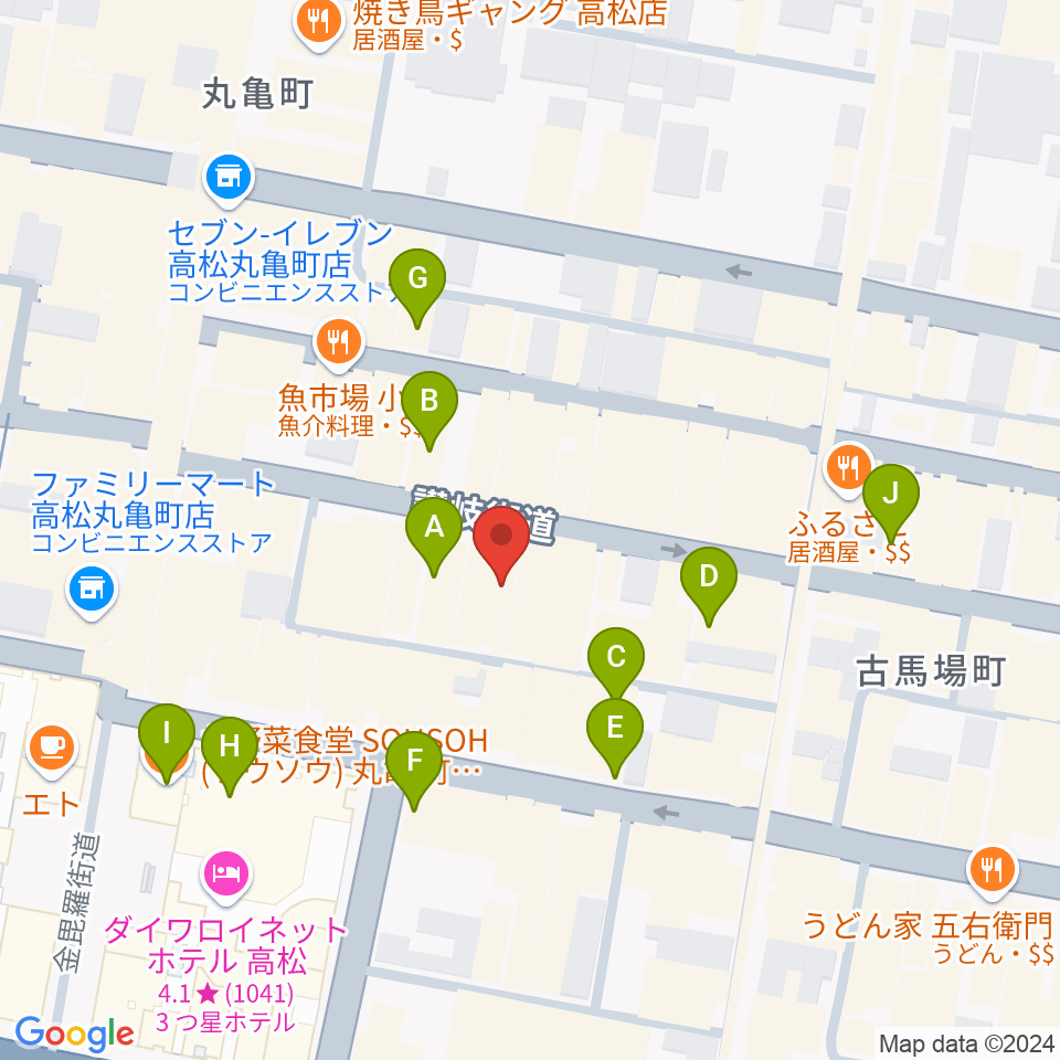 高松ビートルズ周辺のカフェ一覧地図