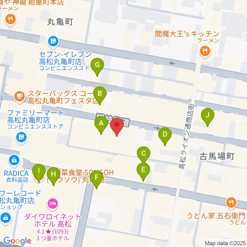 高松ビートルズ周辺のカフェ一覧地図