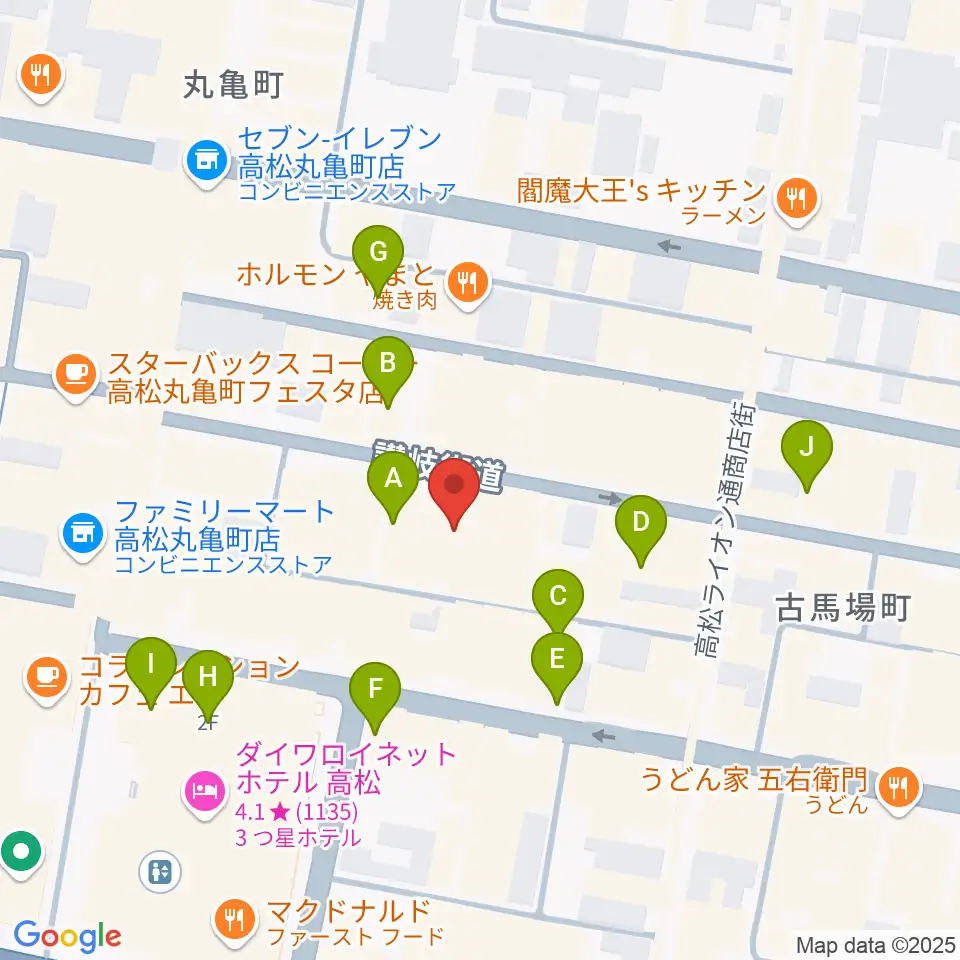 高松ビートルズ周辺のカフェ一覧地図