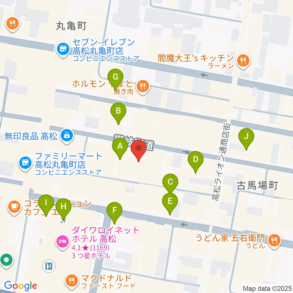高松ビートルズ周辺のカフェ一覧地図