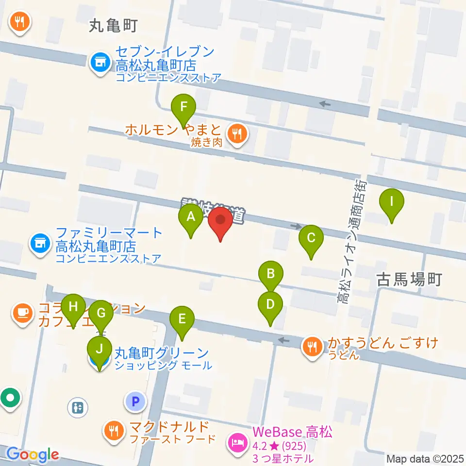 高松ビートルズ周辺のカフェ一覧地図