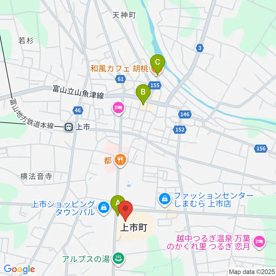 北アルプス文化センター周辺のカフェ一覧地図