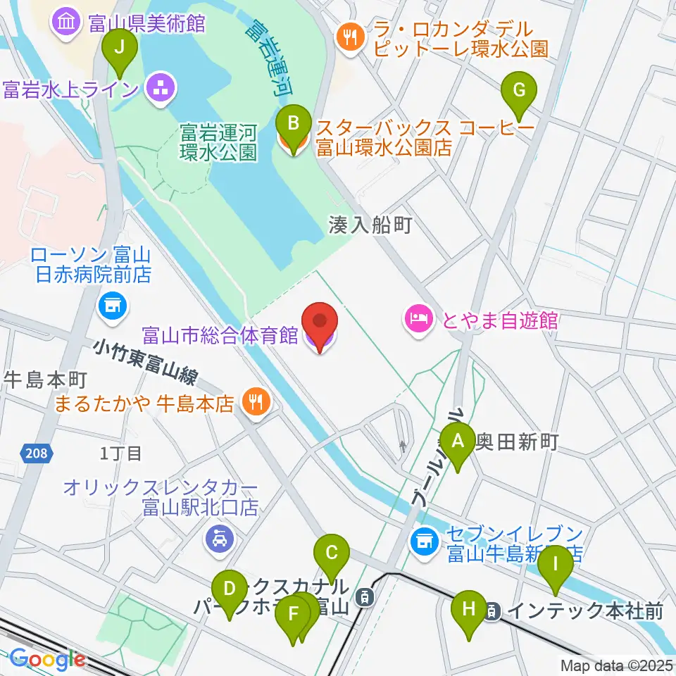 YKK AP ARENA周辺のカフェ一覧地図
