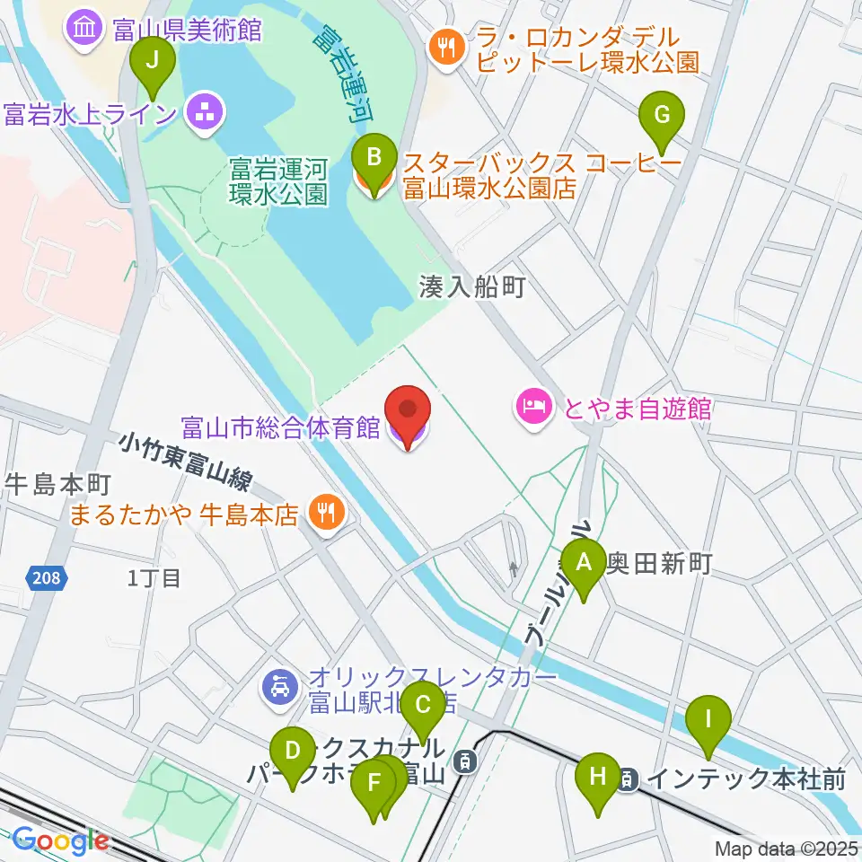 YKK AP ARENA周辺のカフェ一覧地図