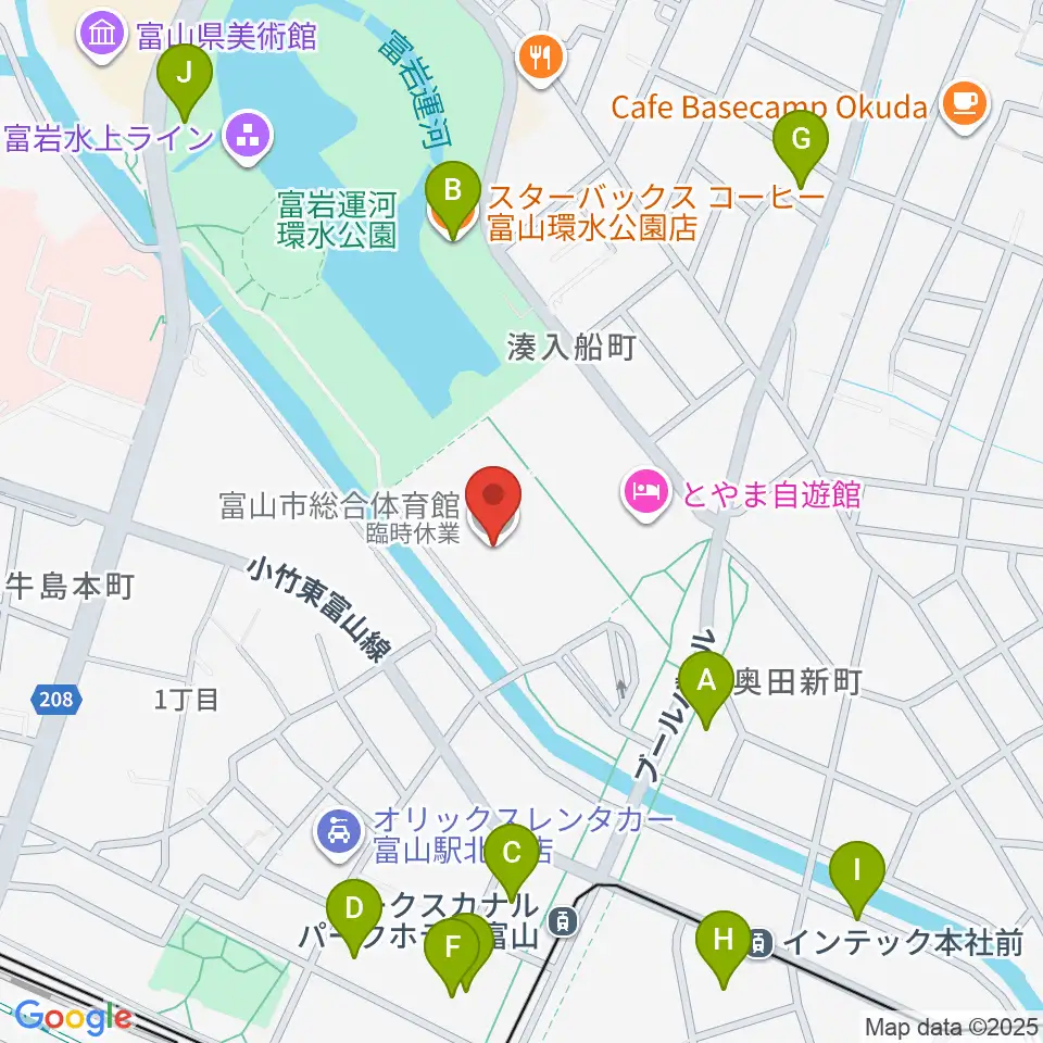 YKK AP ARENA周辺のカフェ一覧地図