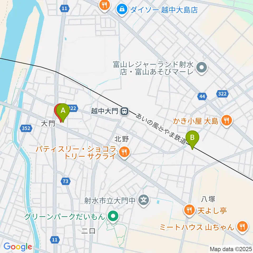 射水市大門総合会館周辺のカフェ一覧地図