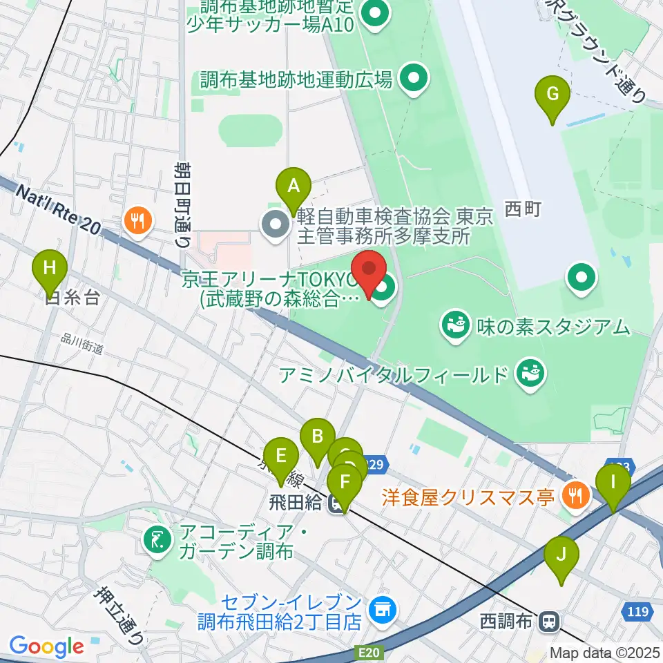 京王アリーナTOKYO周辺のカフェ一覧地図