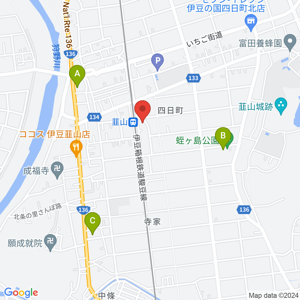 韮山文化センター韮山時代劇場周辺のカフェ一覧地図