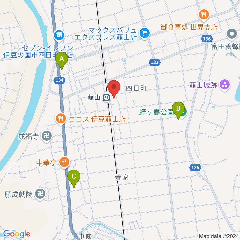 韮山文化センター韮山時代劇場周辺のカフェ一覧地図