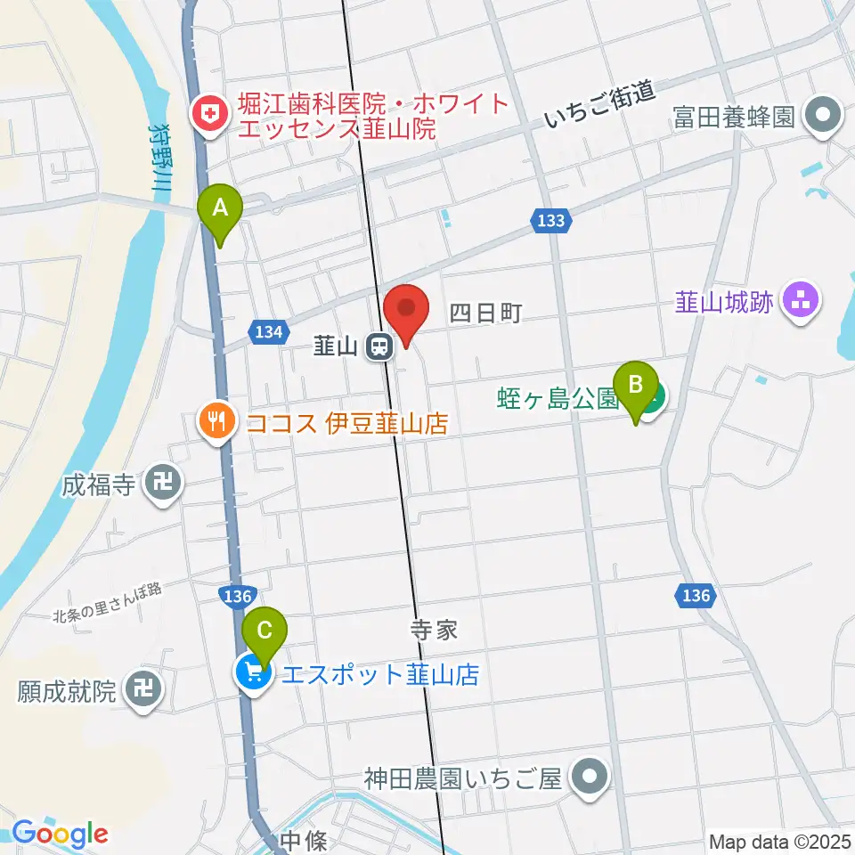 韮山文化センター韮山時代劇場周辺のカフェ一覧地図