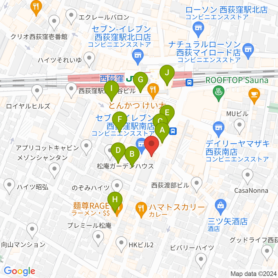 ニュースター楽器 西荻窪センター周辺のカフェ一覧地図