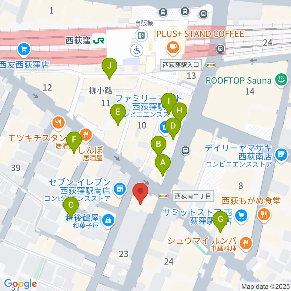 ニュースター楽器 西荻窪センター周辺のカフェ一覧地図