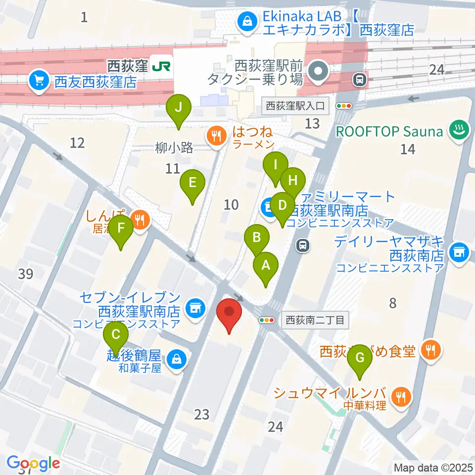 ニュースター楽器 西荻窪センター周辺のカフェ一覧地図
