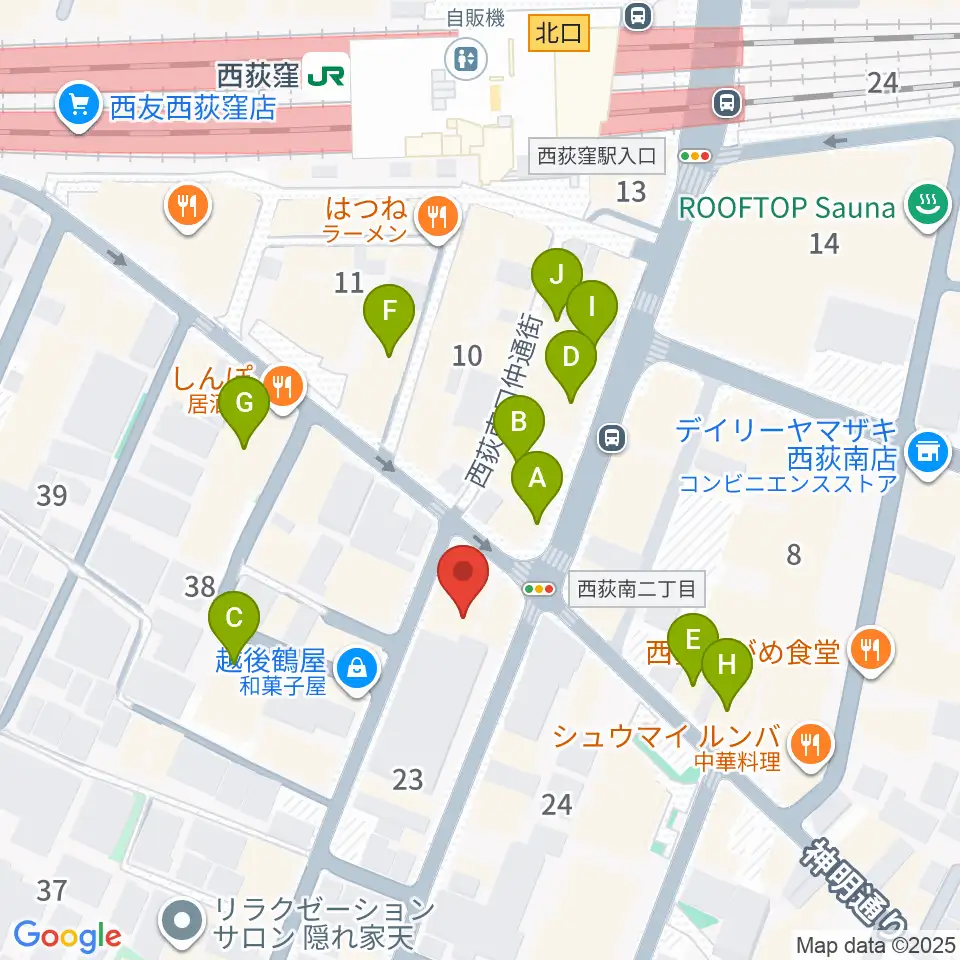 ニュースター楽器 西荻窪センター周辺のカフェ一覧地図