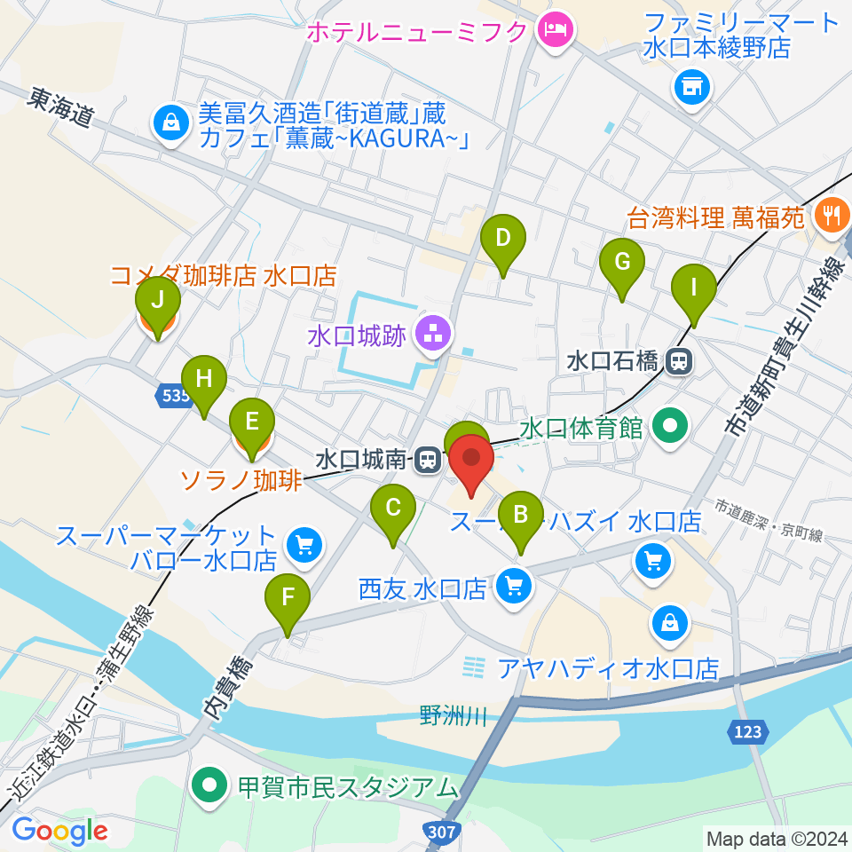 あいこうか市民ホール周辺のカフェ一覧地図