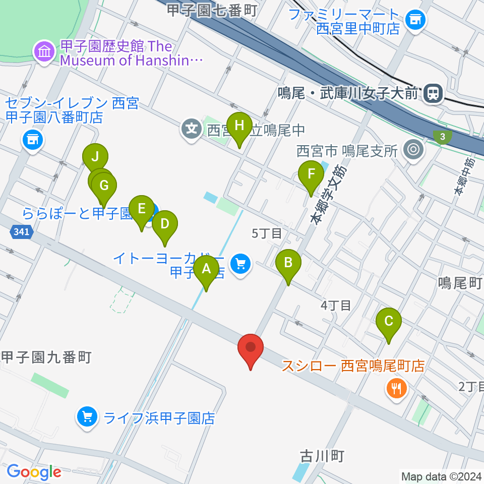 なるお文化ホール周辺のカフェ一覧地図