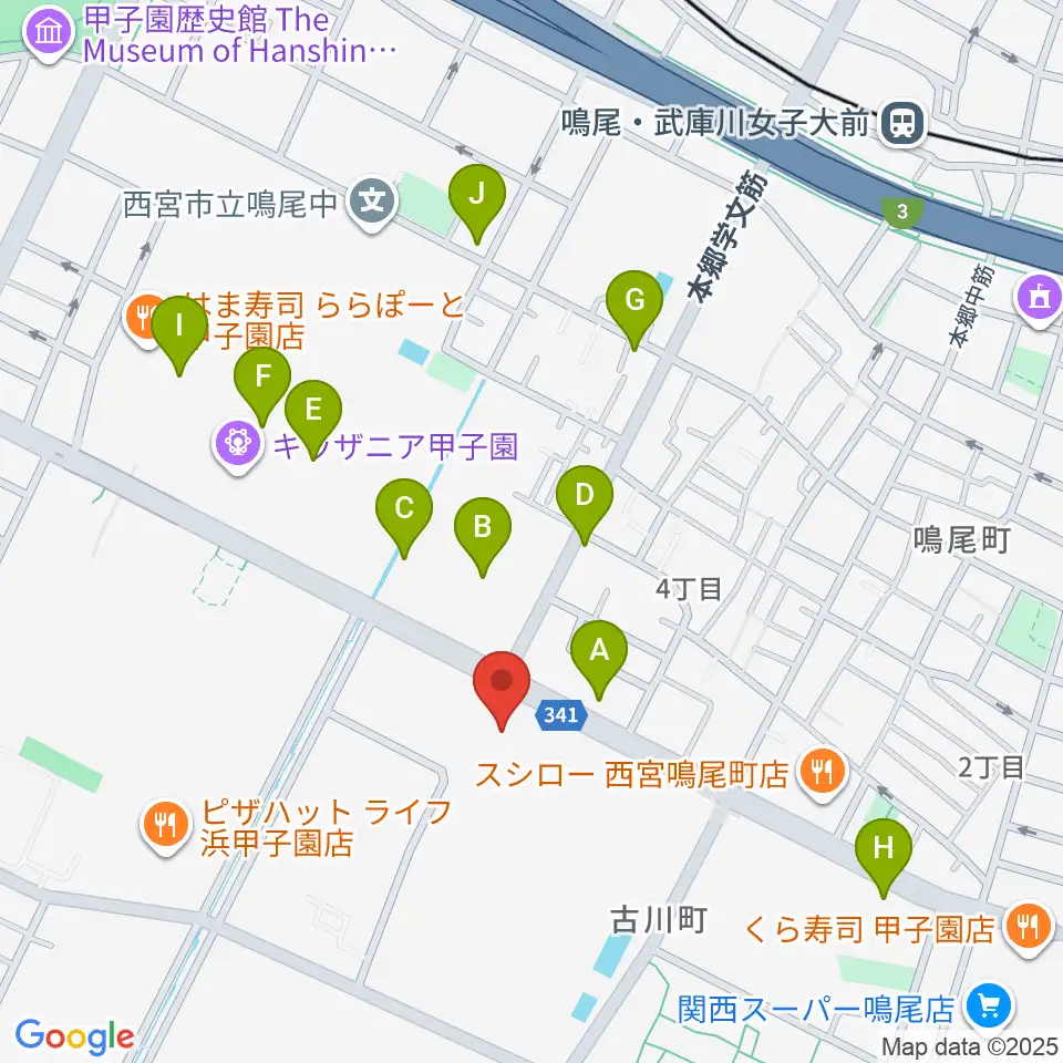 なるお文化ホール周辺のカフェ一覧地図