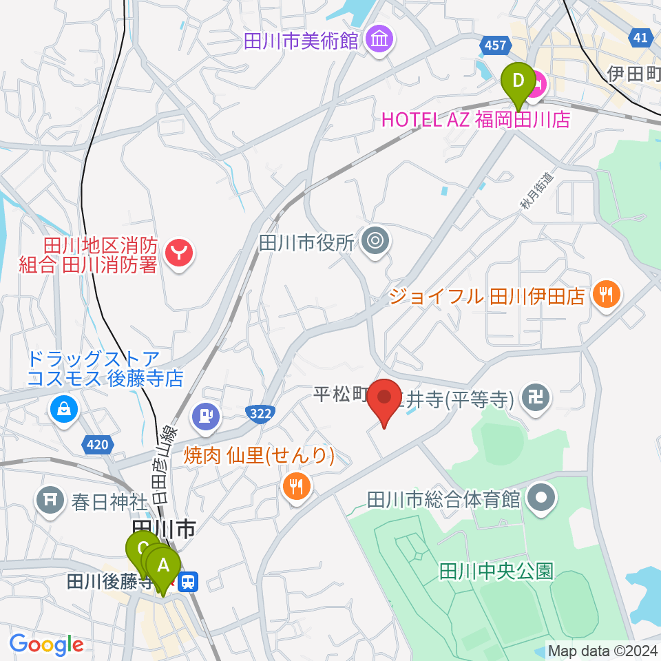 田川青少年文化ホール周辺のカフェ一覧地図