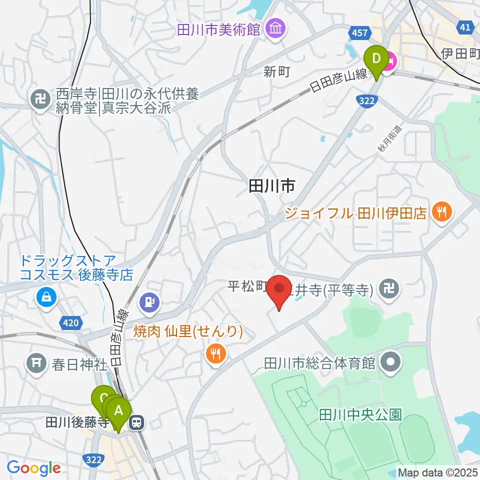 田川青少年文化ホール周辺のカフェ一覧地図