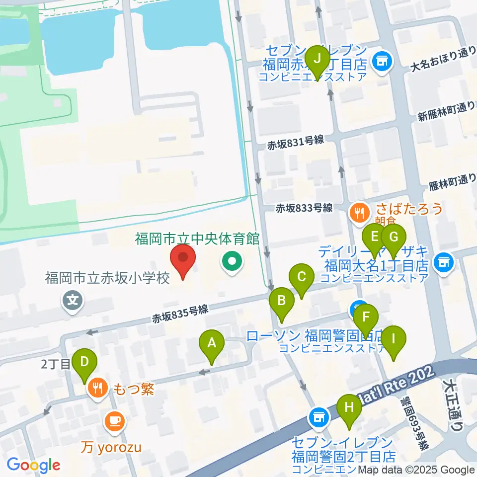 福岡市立中央市民センター周辺のカフェ一覧地図
