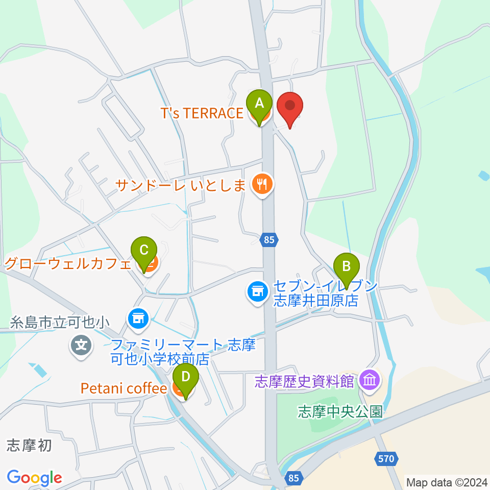 糸島けやきの杜周辺のカフェ一覧地図