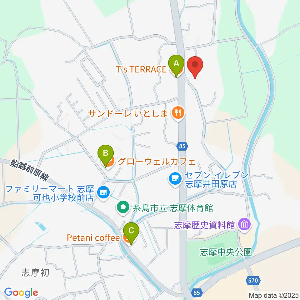 糸島けやきの杜周辺のカフェ一覧地図