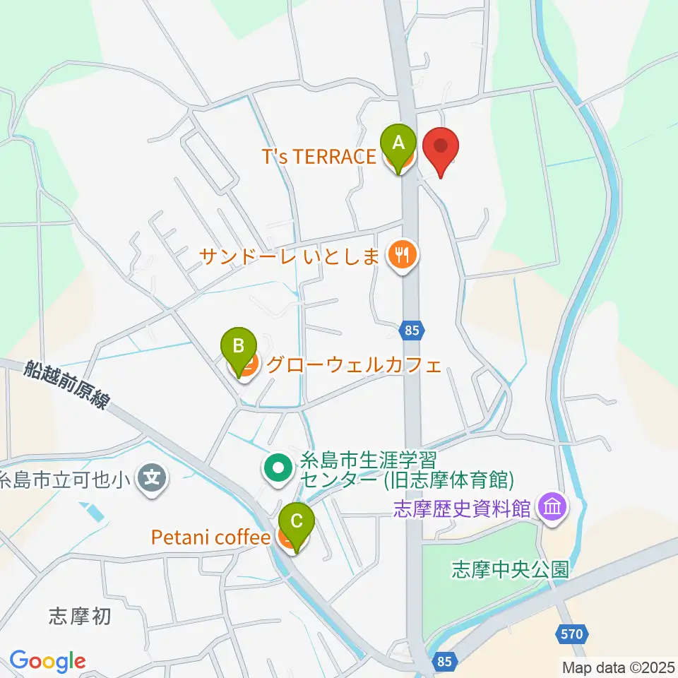 糸島けやきの杜周辺のカフェ一覧地図