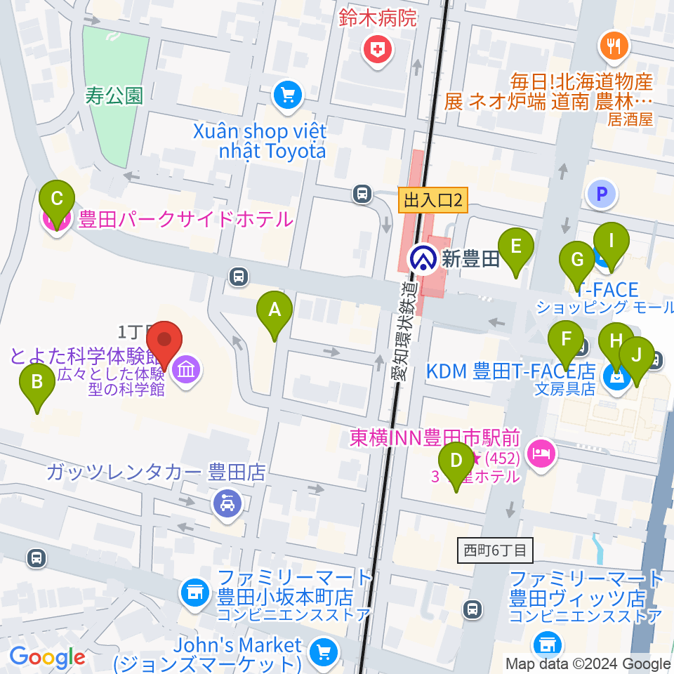 豊田産業文化センター周辺のカフェ一覧地図