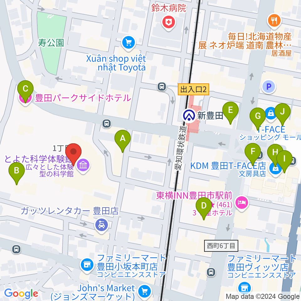 豊田産業文化センター周辺のカフェ一覧地図