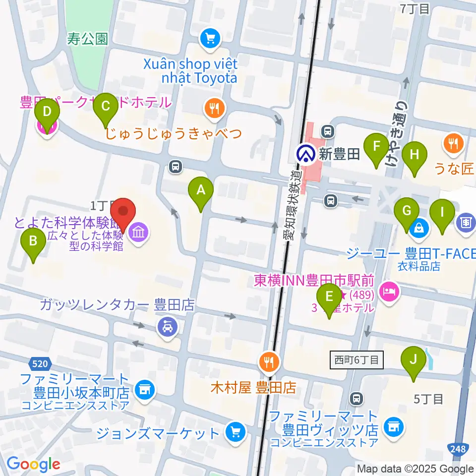 豊田産業文化センター周辺のカフェ一覧地図