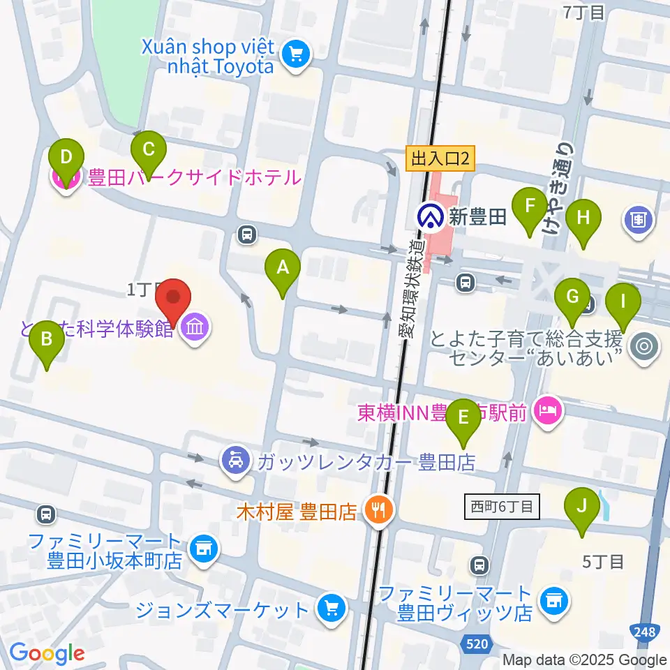豊田産業文化センター周辺のカフェ一覧地図