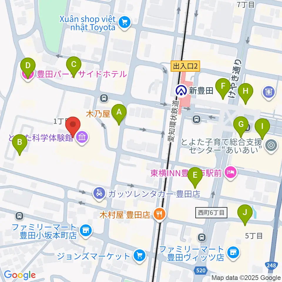 豊田産業文化センター周辺のカフェ一覧地図