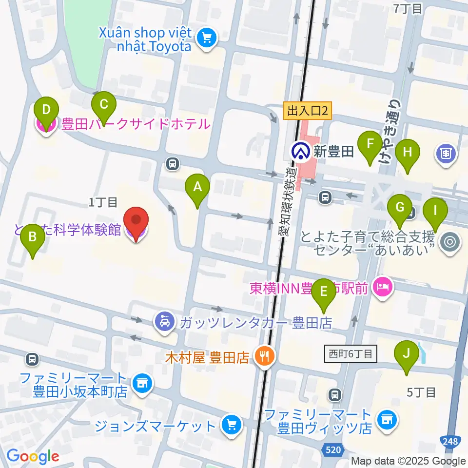 とよた科学体験館周辺のカフェ一覧地図