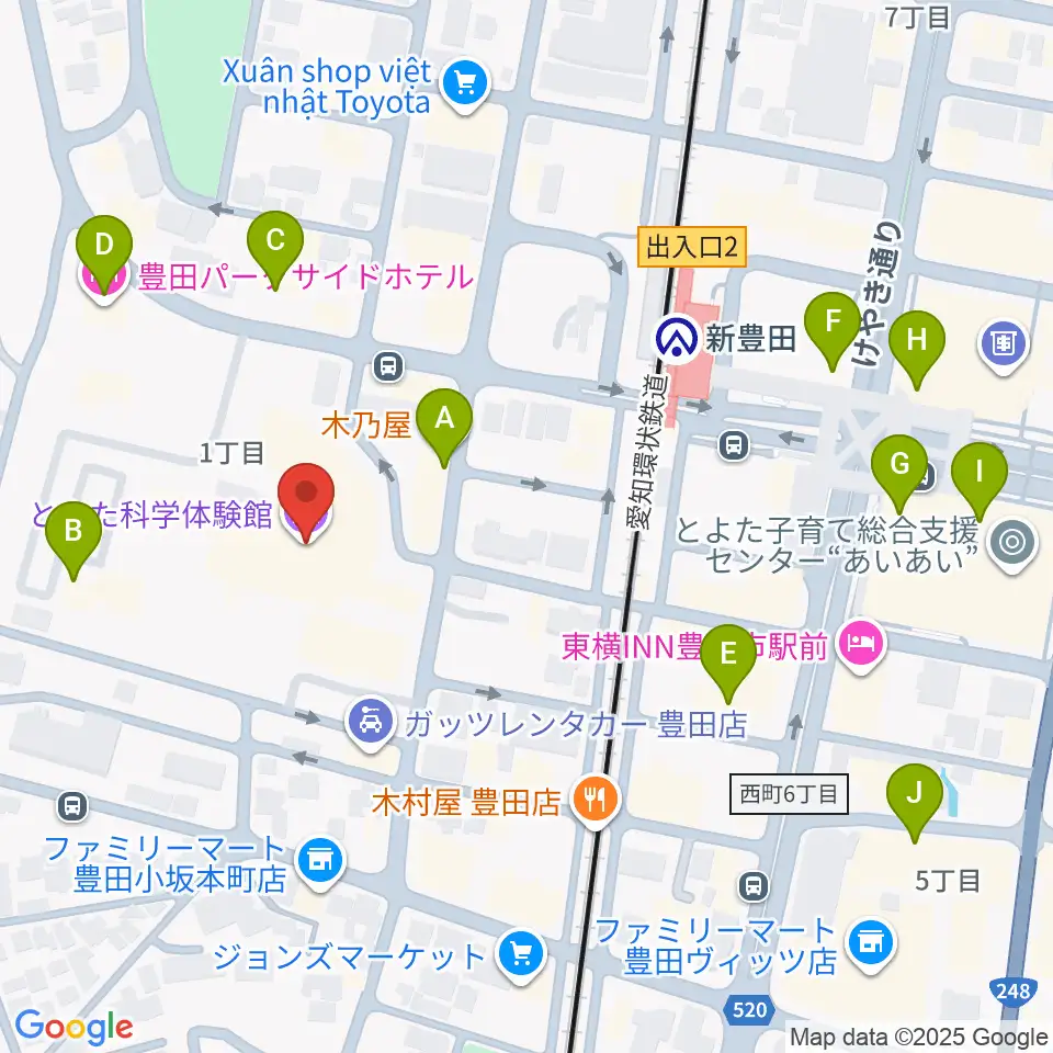 とよた科学体験館周辺のカフェ一覧地図