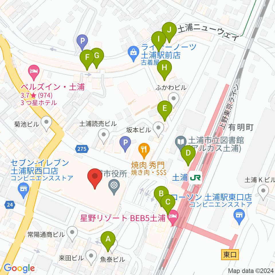 茨城県県南生涯学習センター周辺のカフェ一覧地図