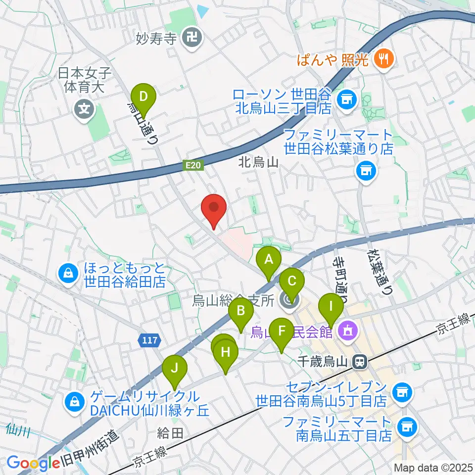 世田谷アールイーシースタジオ周辺のカフェ一覧地図