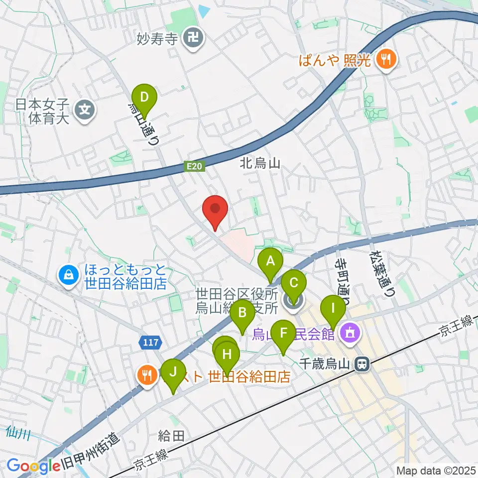 世田谷アールイーシースタジオ周辺のカフェ一覧地図