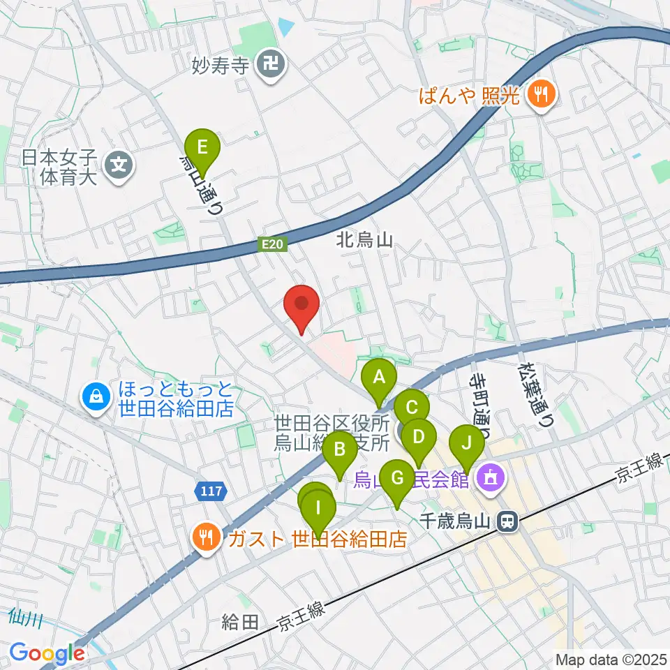 世田谷アールイーシースタジオ周辺のカフェ一覧地図