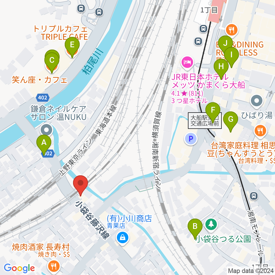 音楽スタジオ・ルート大船周辺のカフェ一覧地図