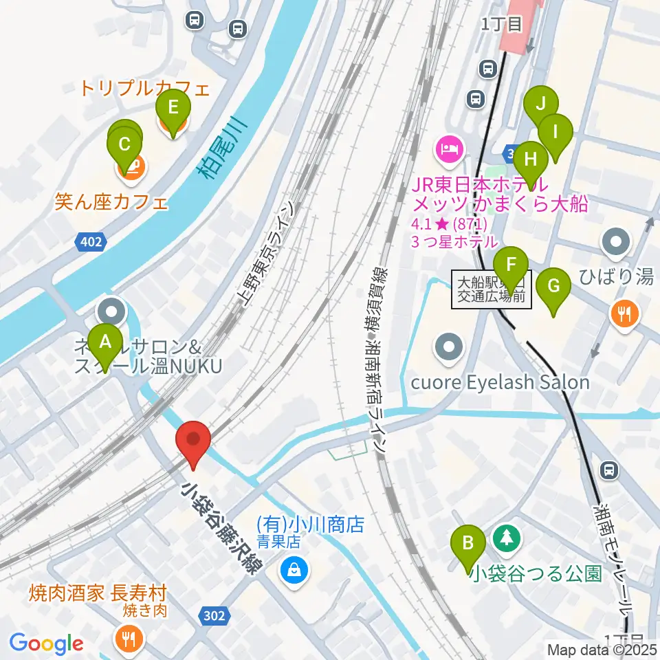 音楽スタジオ・ルート大船周辺のカフェ一覧地図