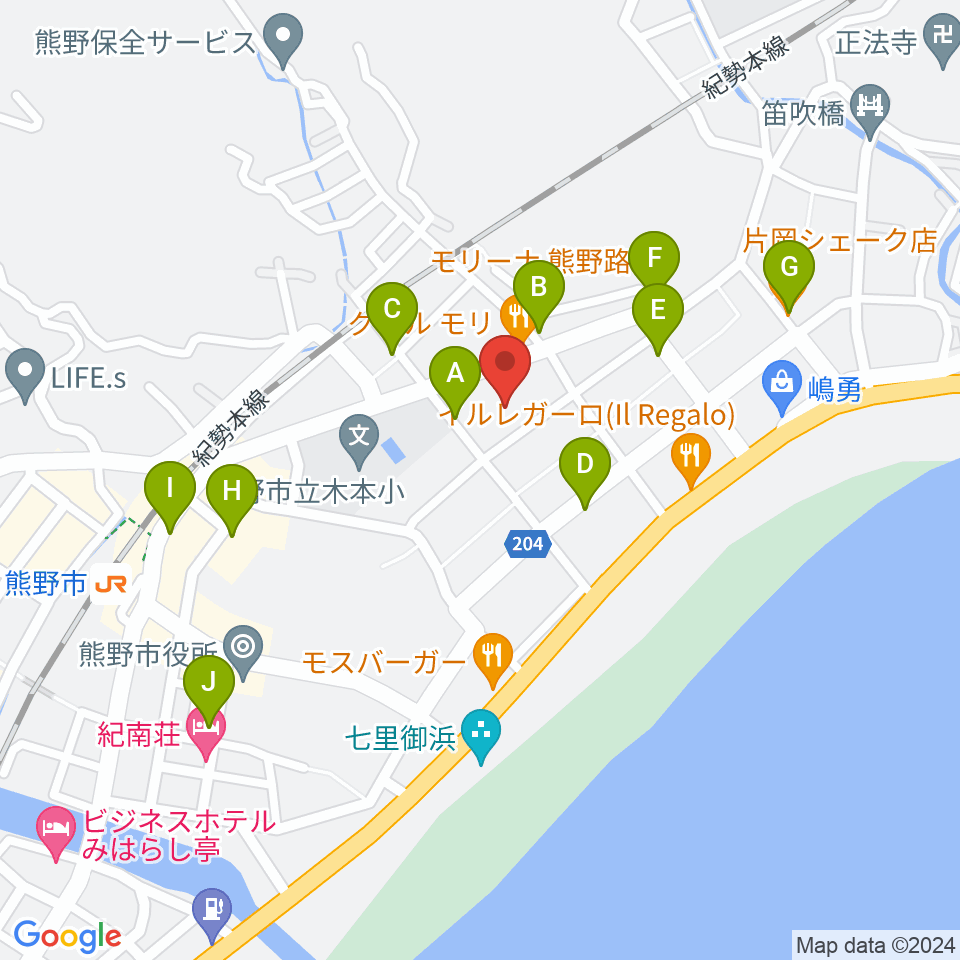 熊野市民会館周辺のカフェ一覧地図