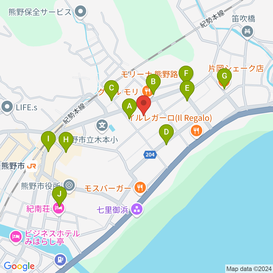 熊野市民会館周辺のカフェ一覧地図