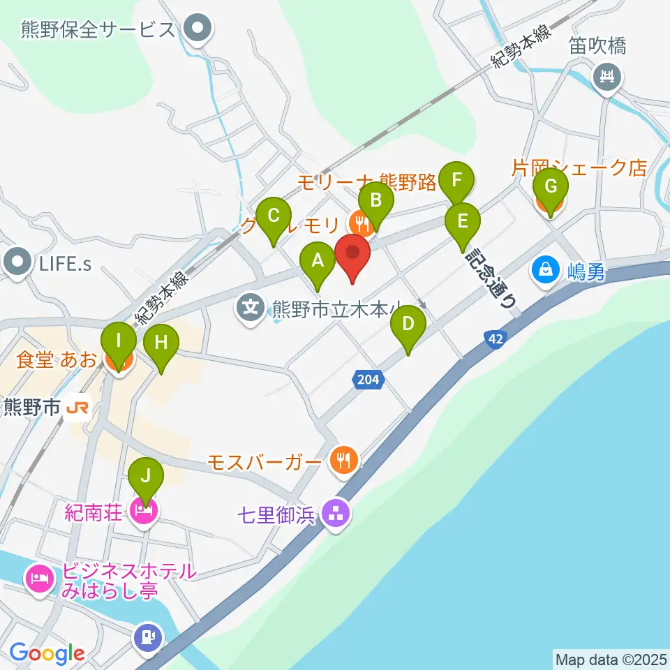 熊野市民会館周辺のカフェ一覧地図