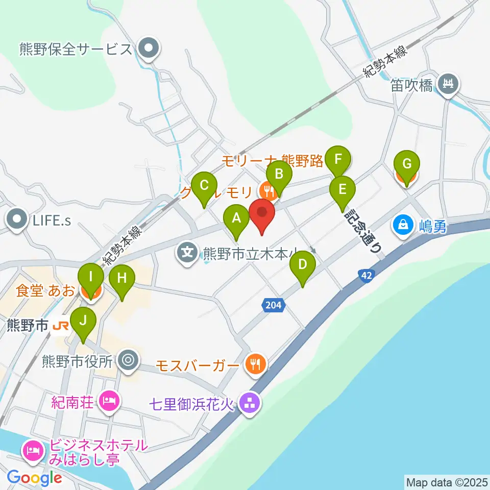 熊野市民会館周辺のカフェ一覧地図
