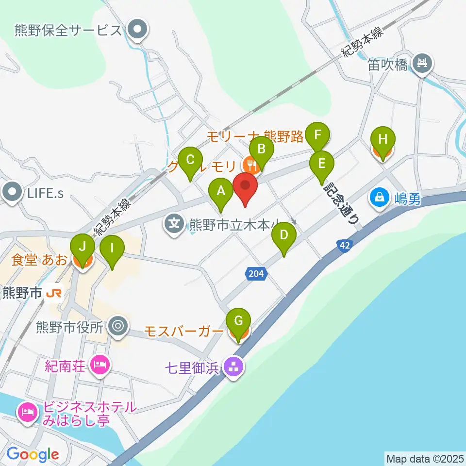 熊野市民会館周辺のカフェ一覧地図
