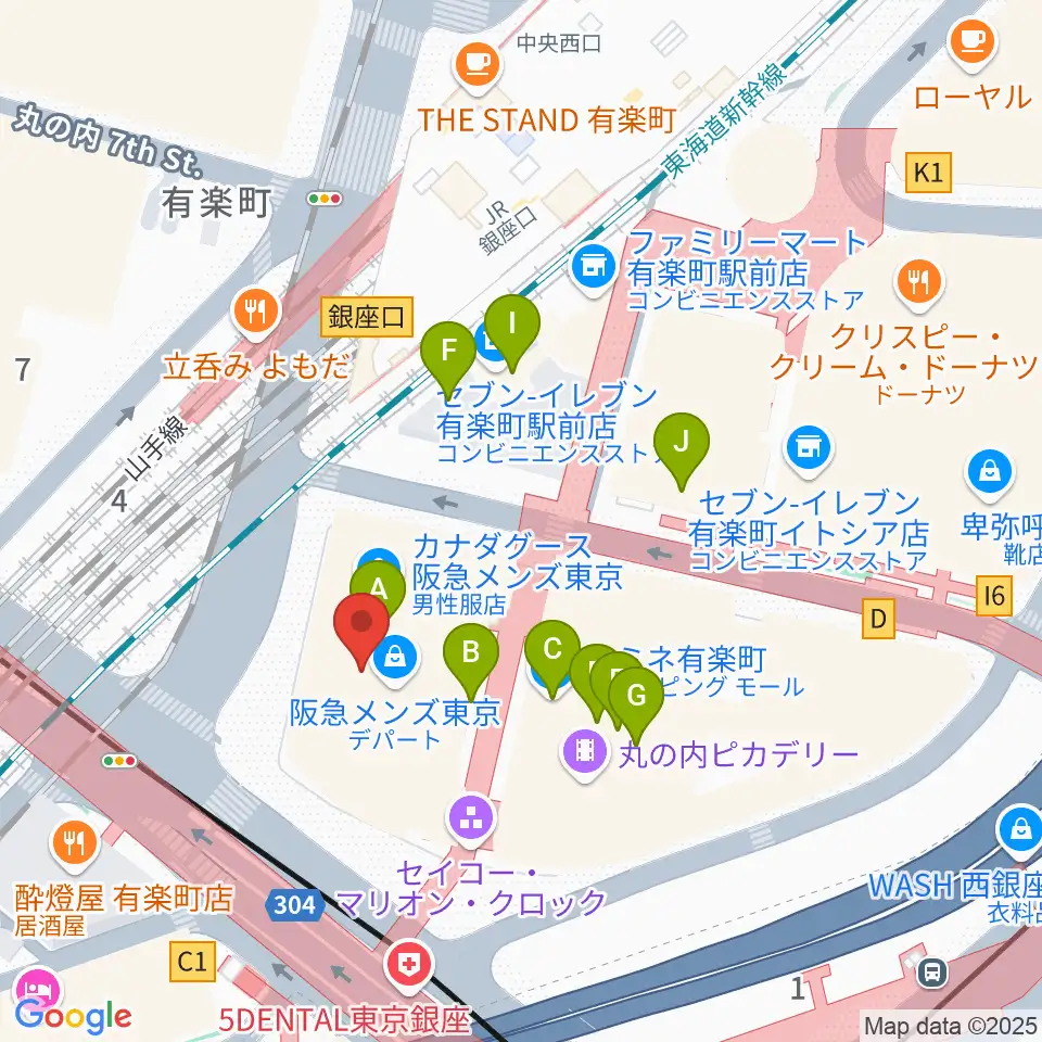 ヒューリックホール東京周辺のカフェ一覧地図