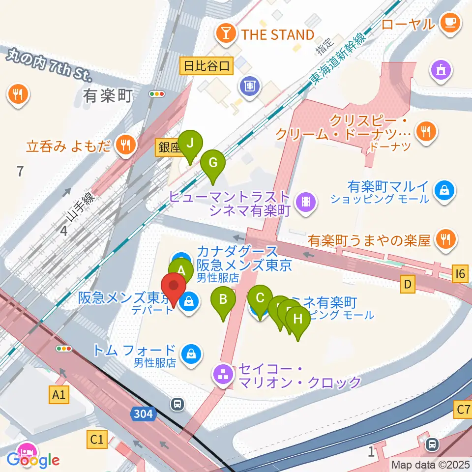 ヒューリックホール東京周辺のカフェ一覧地図