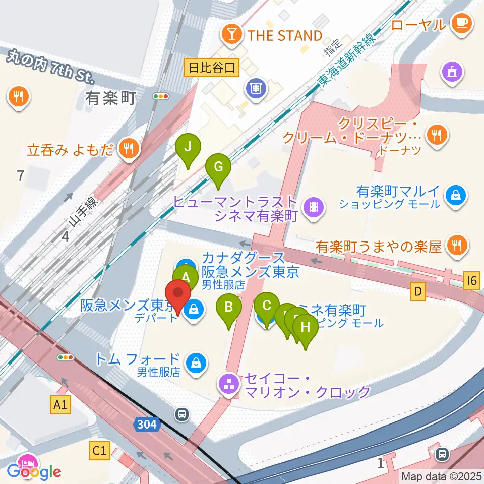 ヒューリックホール東京周辺のカフェ一覧地図